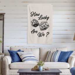 How Lucky Are We Banner, Housewarming Gift, Bedroom Fabric Hallway Wall Art, Living Room Sign, New Home Anniversary - thumbnail 2