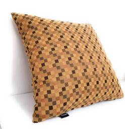 Brown & Wheat Checkered Pillow Cover. 18x18 Inches - thumbnail 1