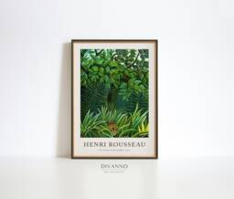 Rousseau Jungle Lion Canvas, Tropical Animal Art Print - thumbnail 1
