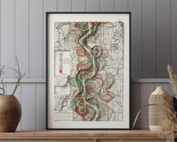 Mississippi River Meander Belt - C.1944 - Vintage Geology Map Plate 22 Sheet 9 - thumbnail 1