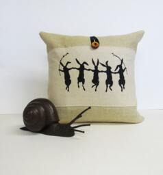 Rabbit Print Pillow Poly Burlap Woodland Accent Pillow - thumbnail 1