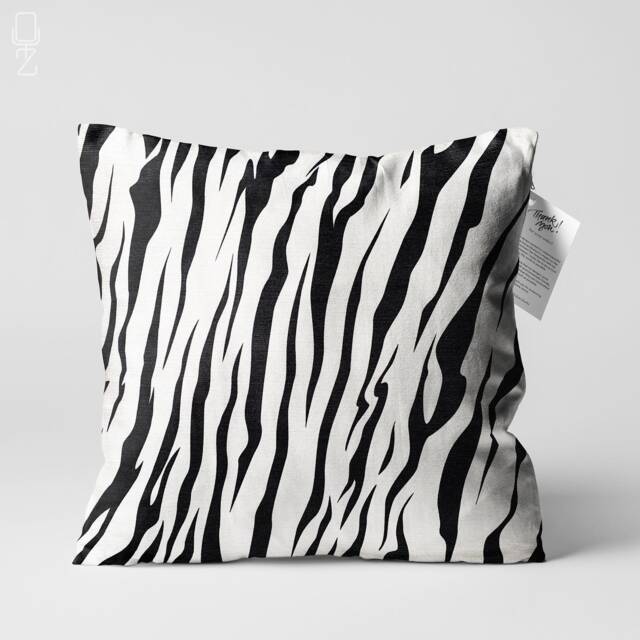 Black & White Cushion Cover With Zebra Pattern - Double Sided Printing Throw Pillow On The Chenille Multi Size Options Oeko-Tex - image 1