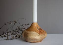 Cedar Wood Candle Holder Or Bud Vase Scandinavian Organic Decor - thumbnail 1