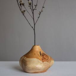 Cedar Wood Candle Holder Or Bud Vase Scandinavian Organic Decor - thumbnail 2