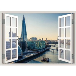 London Bridge City View Window 3D Wall Decal Art Removable Wallpaper Mural Sticker Vinyl Home Decor - thumbnail 2