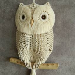 Macrame Wall Hanging, Small Owl Tapestry, Apartment Decor, Folk Art - thumbnail 3