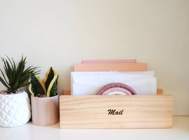 Personalized Pine Wood Mail Organizer - Entryway Desk Organizer, Letter & Bill Storage, Housewarming Gift - image 1