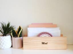 Personalized Pine Wood Mail Organizer - Entryway Desk Organizer, Letter & Bill Storage, Housewarming Gift
