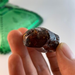 Hand Carved Vintage Amber Happy Buddha Charm - thumbnail 4