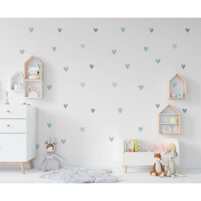 Blue Heart Wall Stickers Boho Nursery Decor - image 1