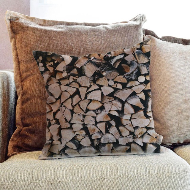 Logs Wood Photography - Decorative Pillow Throw Cushion Fabric , Case Cover Or With Filling