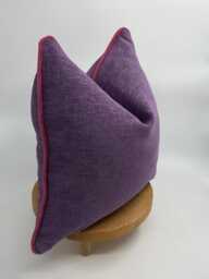 Purple Linen Pillow Cover With Pink Piping, Textured Upholstery Throw - thumbnail 1