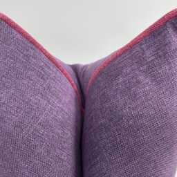 Purple Linen Pillow Cover With Pink Piping, Textured Upholstery Throw - thumbnail 2