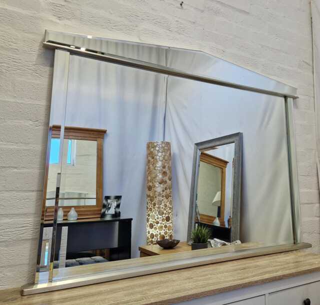 "Large Overmantel Fireplace Wall Mirror Silver Leaf Decorative Art Deco Design Bevelled Glass 127x93cm - 50""x36 " - image 1
