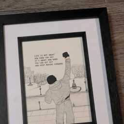 Rocky Balboa Hand Drawn Original Framed Artwork With Quote From The Film - thumbnail 2
