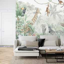 Jungle Animals Wallpaper Mural, Peel & Stick Decal, Kids Nursery Decor - thumbnail 2