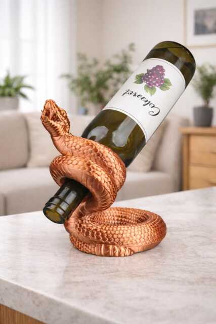 Snake Wine Bottle Holder - Viper Rack Unique Lover Gift Gothic Bar Decor Serpent Stand Kitchen Counter Display - image 1