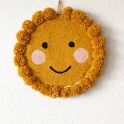 Punch Needle Sun Wall Decoration For Children's Room - Hanging Nursery Decor Handmade - thumbnail 3