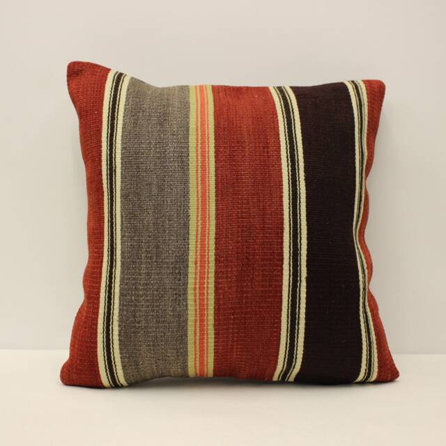 Vintage Kilim Pillow Cover, Bohemian Wool Cushion - 18x18 Inch - image 1