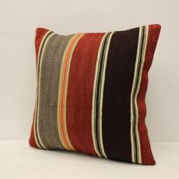 Vintage Kilim Pillow Cover, Bohemian Wool Cushion - 18x18 Inch - thumbnail 3