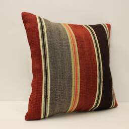 Vintage Kilim Pillow Cover, Bohemian Wool Cushion - 18x18 Inch - thumbnail 2