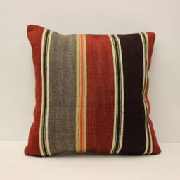 Vintage Kilim Pillow Cover, Bohemian Wool Cushion - 18x18 Inch - thumbnail 1
