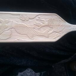 Sold Mermaid Relief Carving Basswood Shells Starfish Nautical Wall Hanging Hand Carved Fibonacci Spirals - thumbnail 3