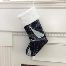 Nautical Christmas Stocking, Coastal, Boat Navy Sailing Decor, Indigo Spa Blue Oars Bogatell Caicos Seaton 547 548 611 612 624 - thumbnail 2