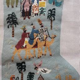 These Three Kings/Nativity Custom Christmas Stocking Original Design . Sample Only. Not For Sale - thumbnail 2