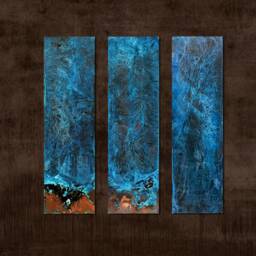 Copper Abstract Pictures, Large Wall Hanging, Decor, Art Patina, Blue Metal Decoration, Decor - thumbnail 2