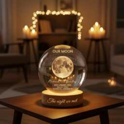 Our Moon Special Day Custom Phase, Personalized Crystal Ball Led Night Light, Valentine's Gift For Couple, Husband, Boyfriend, Wife - thumbnail 2