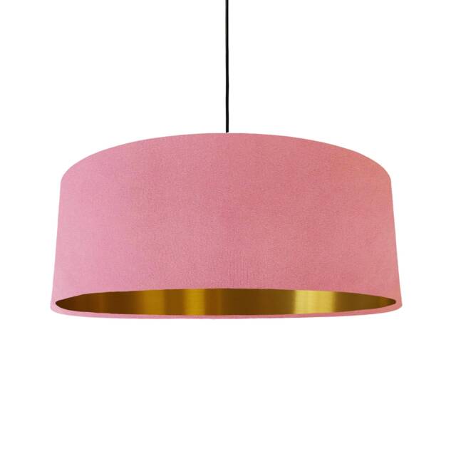 Extra Large Light Pink Velvet Lampshade With Gold Lining - image 1