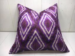 Purple Ikat Pillow Cover - 24x24 Handwoven Silk Blend Cushion - thumbnail 1