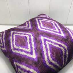 Purple Ikat Pillow Cover - 24x24 Handwoven Silk Blend Cushion - thumbnail 4