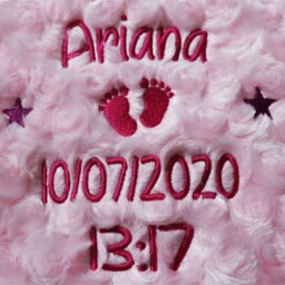 Personalised Baby Blanket Luxury Rosebud Style Pink Round Font Name Date Time Print - thumbnail 2