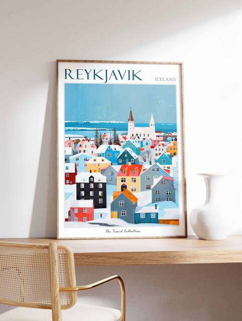 Reykjavik Iceland Travel Poster Nordic Cityscape Art Print - image 1