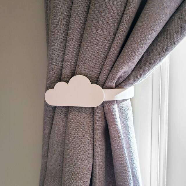 Replaceable Cloud Shape Curtain Holdbacks/Tiebacks 3D Printed Plastic - Set Of Left & Right - image 1