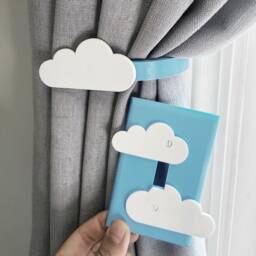 Replaceable Cloud Shape Curtain Holdbacks/Tiebacks 3D Printed Plastic - Set Of Left & Right - thumbnail 3