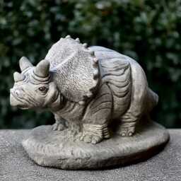 Unique Dinosaur Sculpture Concrete Triceratops Statue Outdoor Animal Figurine Stone Wildlife Ornament Garden Decoration Handmade Large Dino - thumbnail 1