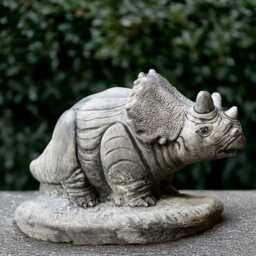 Unique Dinosaur Sculpture Concrete Triceratops Statue Outdoor Animal Figurine Stone Wildlife Ornament Garden Decoration Handmade Large Dino - thumbnail 3