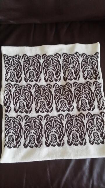 Handmade Knitted Bull Dog Cushion Cover With Infill