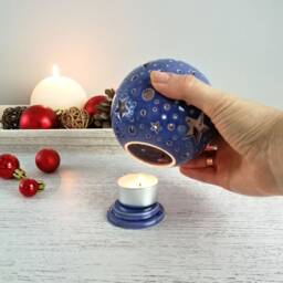 Blue Star Pottery Candle Lantern Holiday Table Centerpiece - thumbnail 3