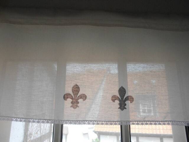 Curtain Shabby Lily Fleur De Lis Window Curtain Country House Bistro White - image 1
