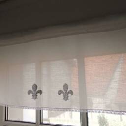 Curtain Shabby Lily Fleur De Lis Window Curtain Country House Bistro White - thumbnail 3