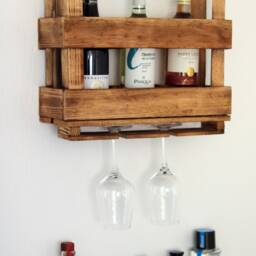 Rustic Wine Rack Vintage Wall Shelf Champagne Wood Bar Wooden Bottle Small Hanging Father's Day Gift Anniversary - thumbnail 3