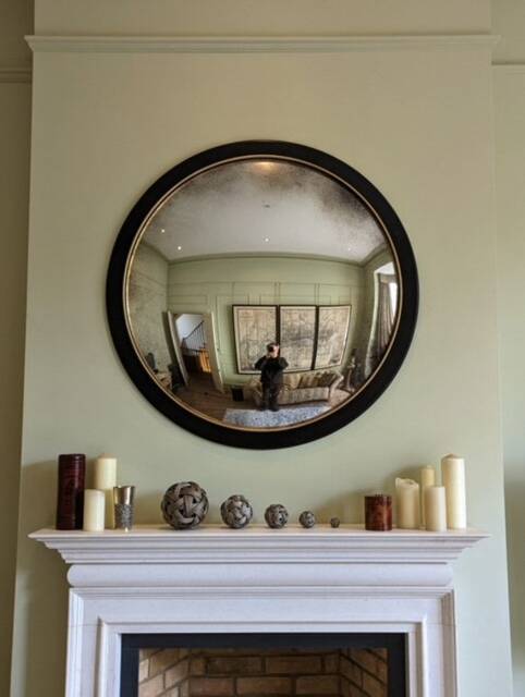 Ferrara Nero Convex Wall Mirror Large Antiqued Glass - 44 - image 1