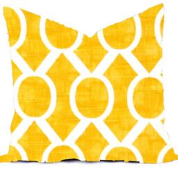 Pillow Cover Throw Accent - Aqua Turquoise Blue Yellow Modern Lattice Ikat 16x16, 18x18 - thumbnail 4