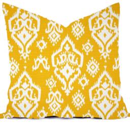 Pillow Cover Throw Accent - Aqua Turquoise Blue Yellow Modern Lattice Ikat 16x16, 18x18 - thumbnail 3