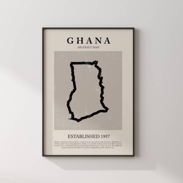 Ghana Map Vintage Abstract Wall Art Print Picasso + Matisse Inspired Travel Poster - image 1