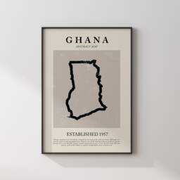 Ghana Map Vintage Abstract Wall Art Print Picasso + Matisse Inspired Travel Poster - thumbnail 1